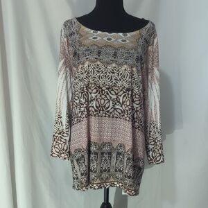 Style & Co. Brown and White Patterned Tunic 3X